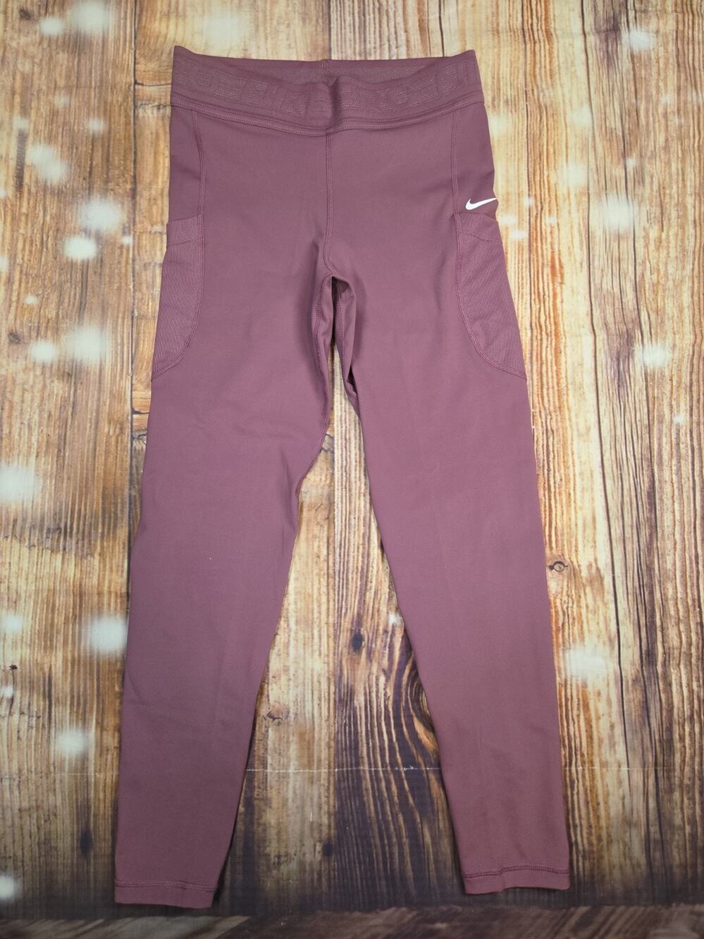 Nike Pro 7/8 training leggings w/ Side Drop In Pockets Mauve Size Small